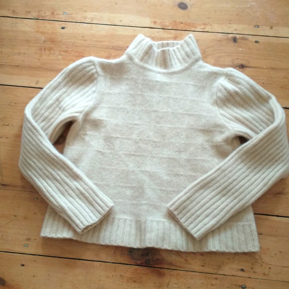 Ann Taylor Wool Ivory Mixed Knit Sweater